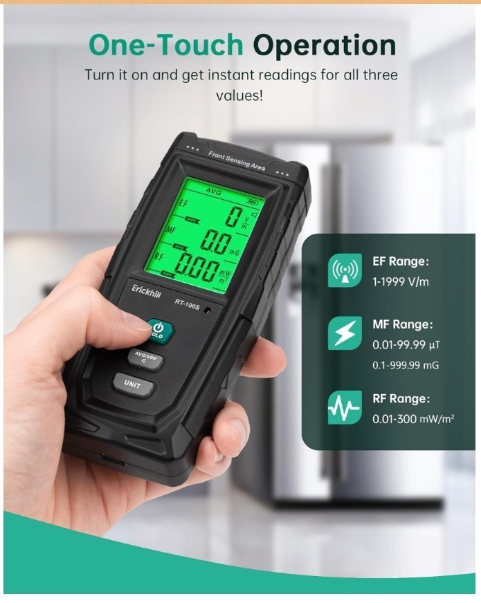 ERICKHILL 3 in 1 EMF Detector, Electromagnetic Field Radiation Detector for EF,