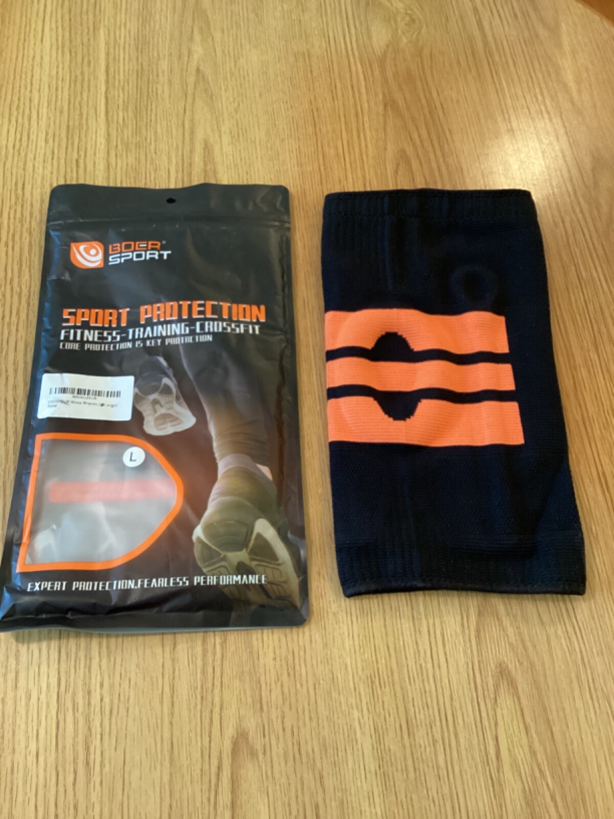 Boer Sport Fitness Training Knee Brace Size: L Sport Protection Black / Orange