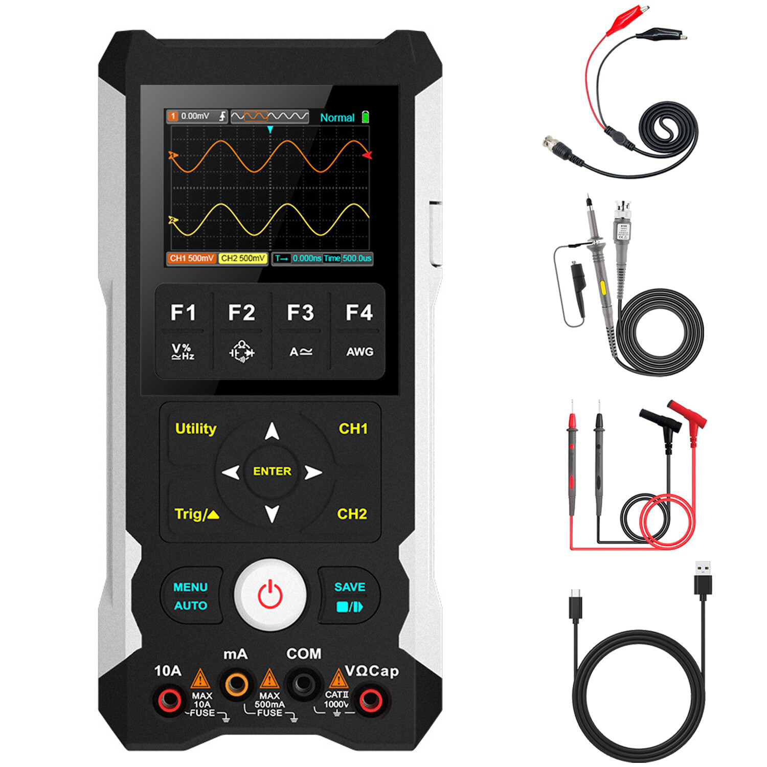 3 IN 1 Digital Oscilloscope 80MHz 250MSa/s Multimeter Signal Generator Bandwidth