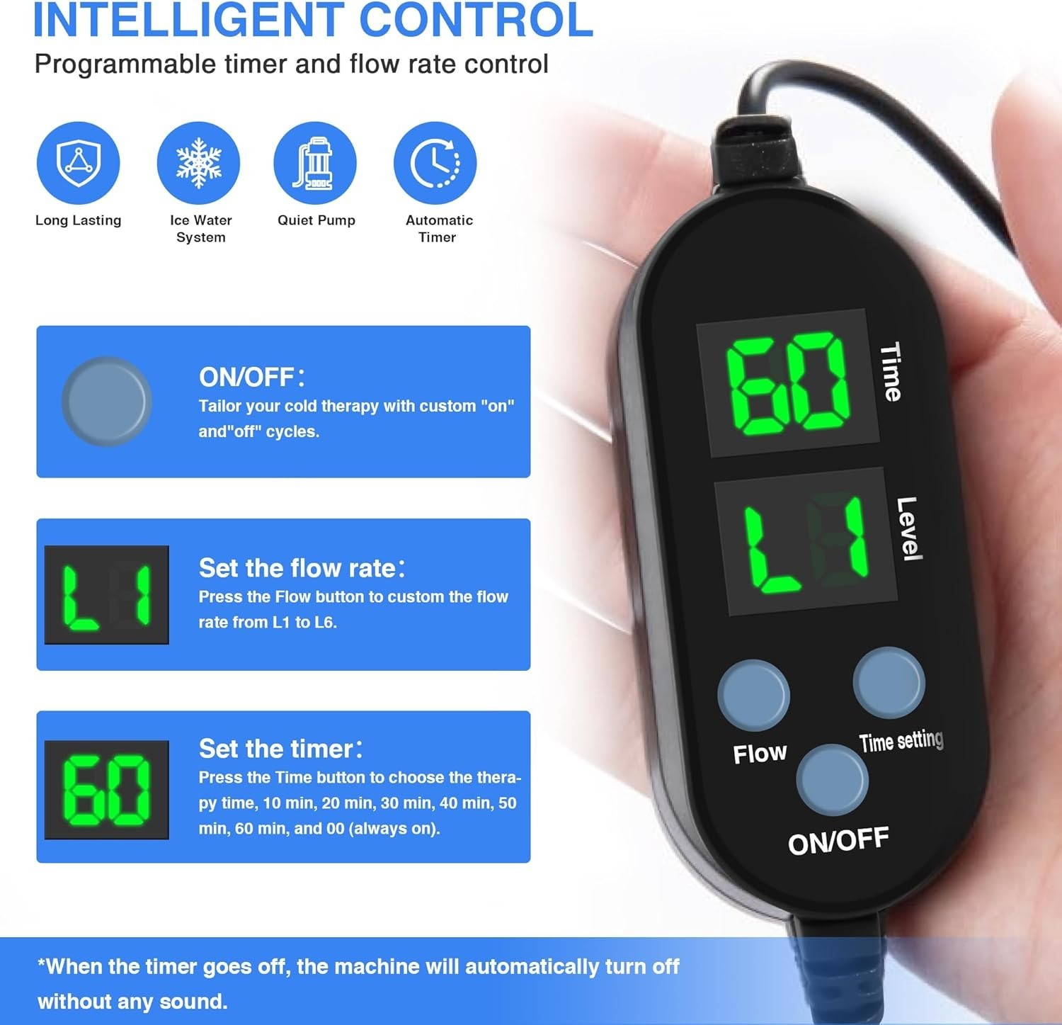 Portable Knee Ice Therapy Machine Deep Blue with Timer Quiet Pump