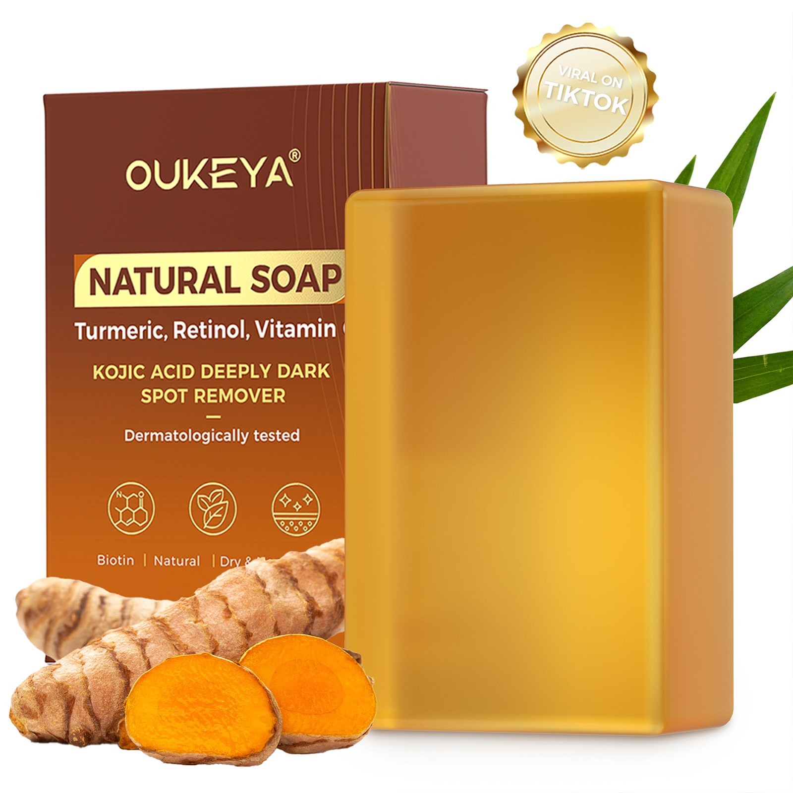 OUKEYA Bath & Body Soap Bar - Turmeric/Goats Milk/Beef Tallow Cleansing Soap