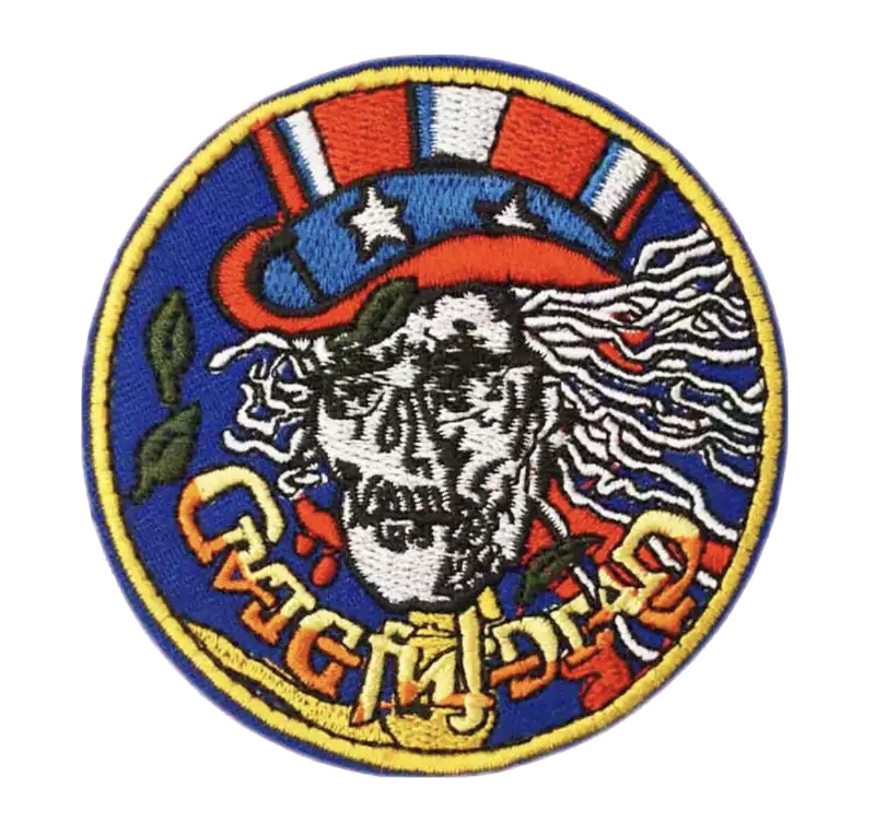 Psycle Uncle Sam Skull GRATEFUL DEAD Embroidered Patch Garcia Music Patriotic