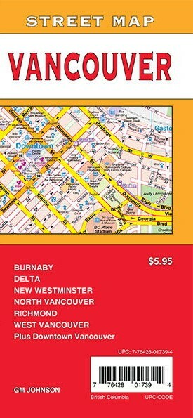 Street Map of Vancouver, British Columbia, Canada, by GMJ Maps