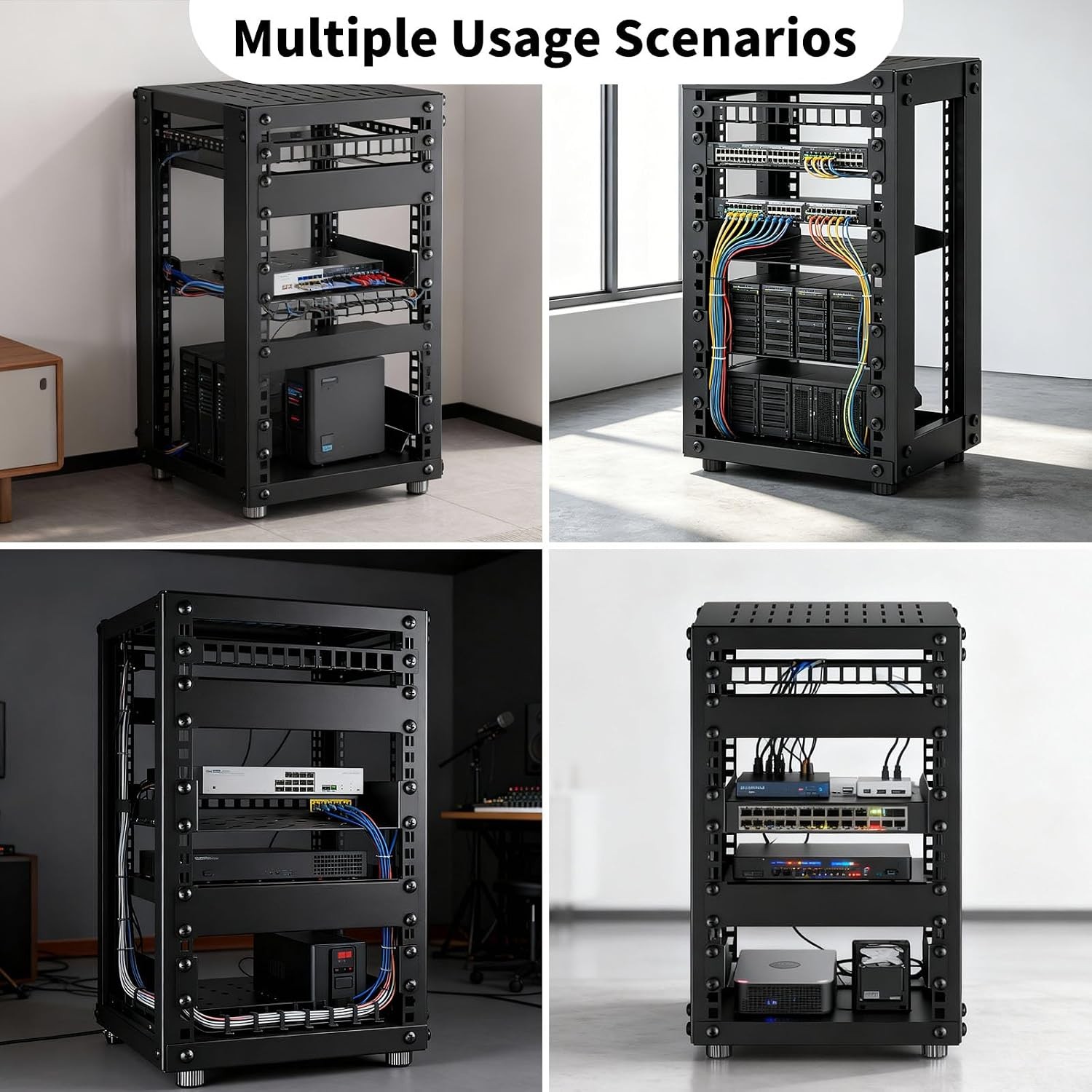 Compact 8U Mini Server Rack Cabinet for Network & A/V Equipment, Black