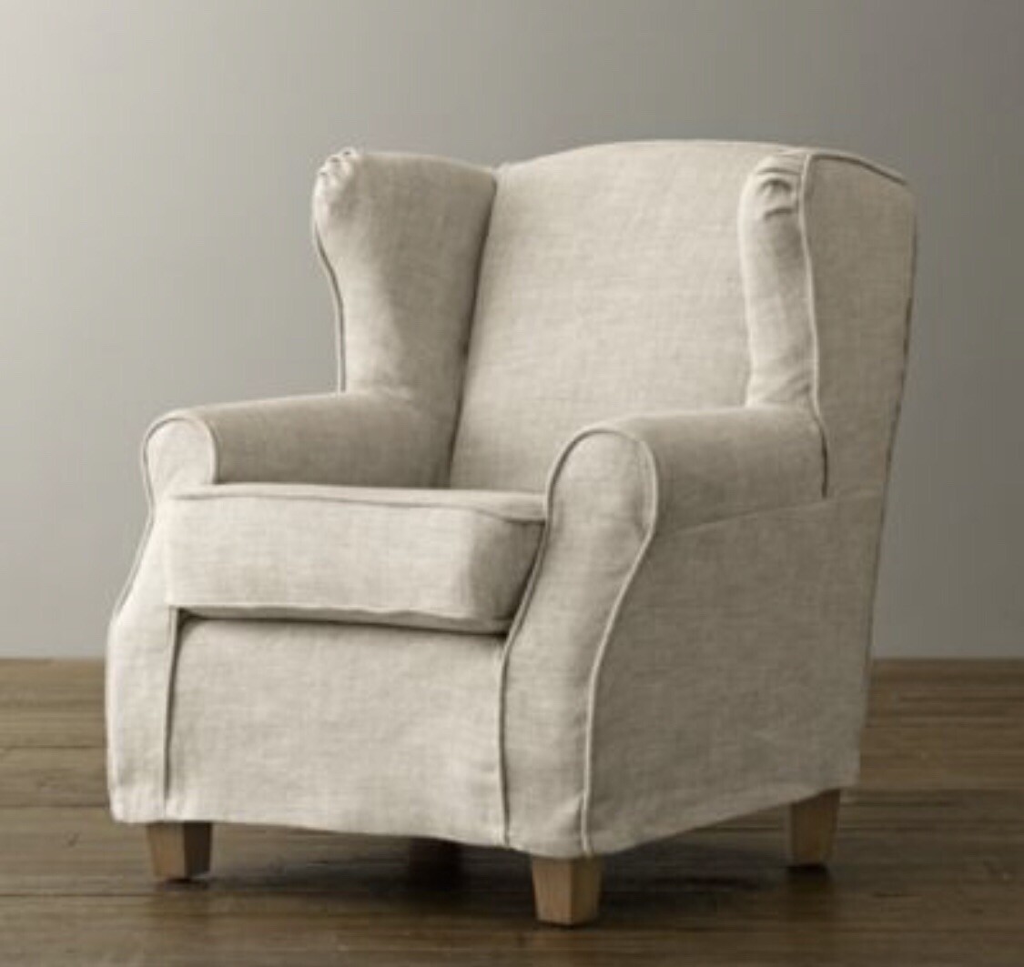 RESTORATION HARDWARE RH BABY & CHILD MINI SLIPCOVERED WING BACK KIDS CHAIR Linen