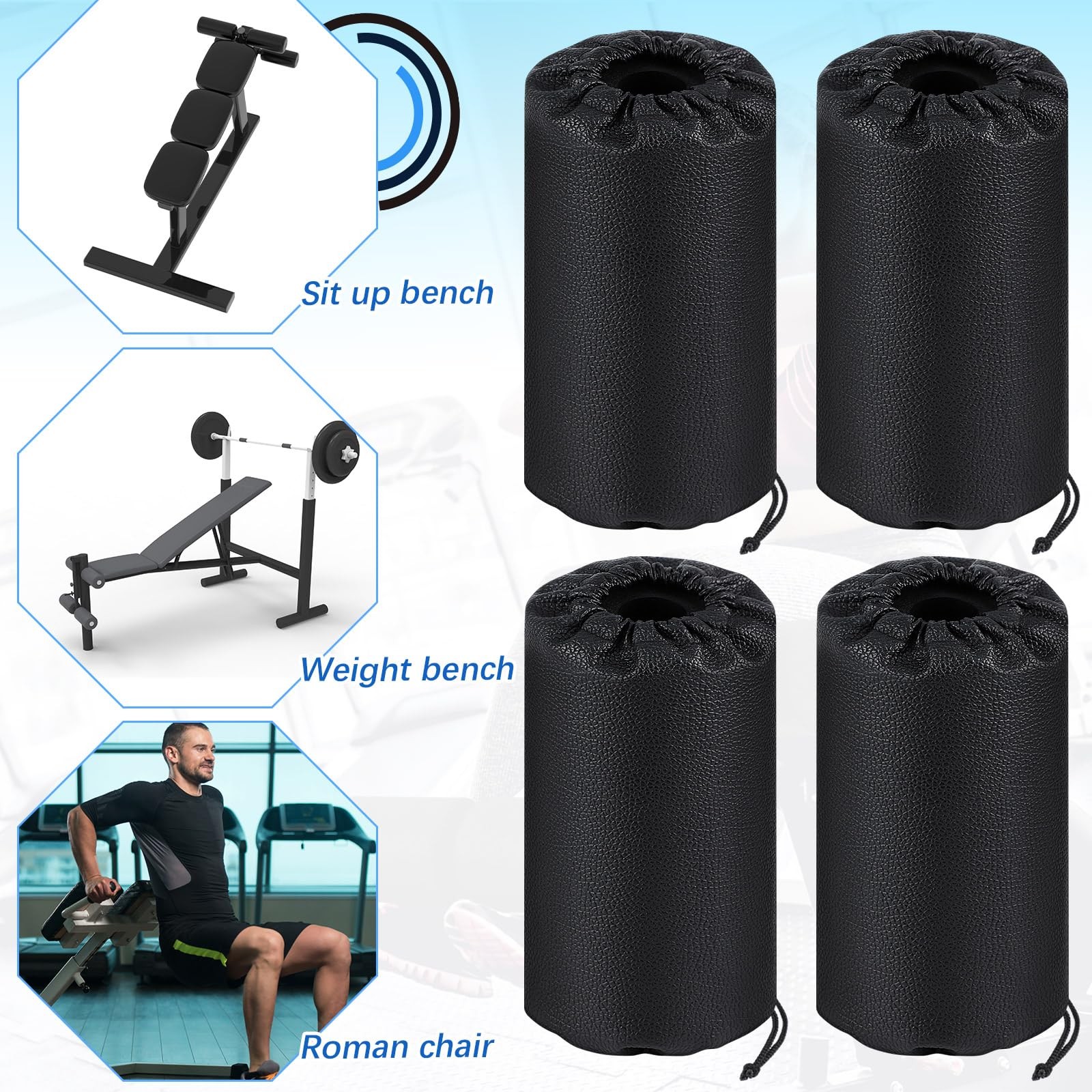 4 Pcs Foam Foot Pads Roller Pad Replacement Weight Bench Inversion Table Gym