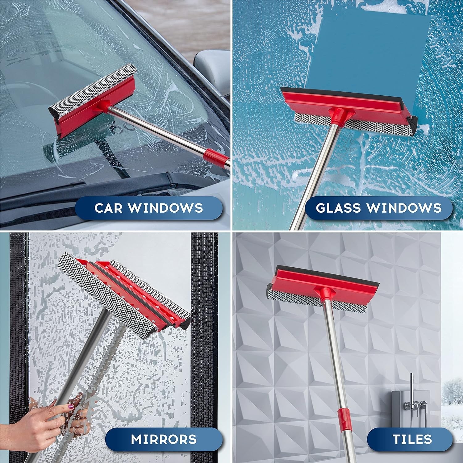 Compact Window Cleaning Kit: 2-in-1 Squeegee & Extension Pole for High Windows