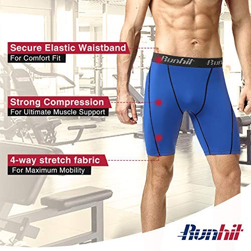 Compression Shorts Men Underwear Medium 3 Pack:black Grey,black Red,blue