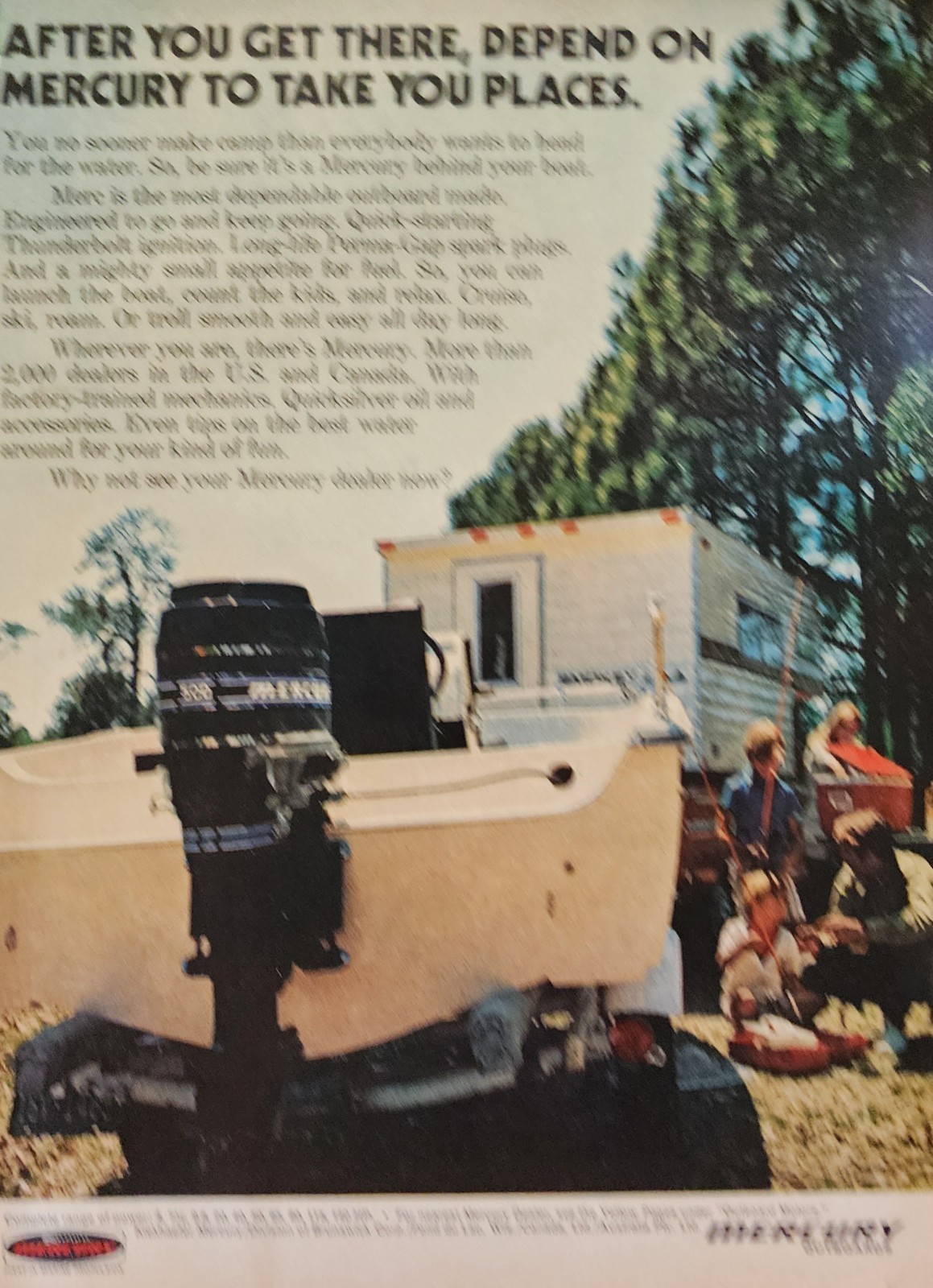 Mercury Boat Boating Picture Magazine Ad Original Vtg Decor Retro Camping Fish