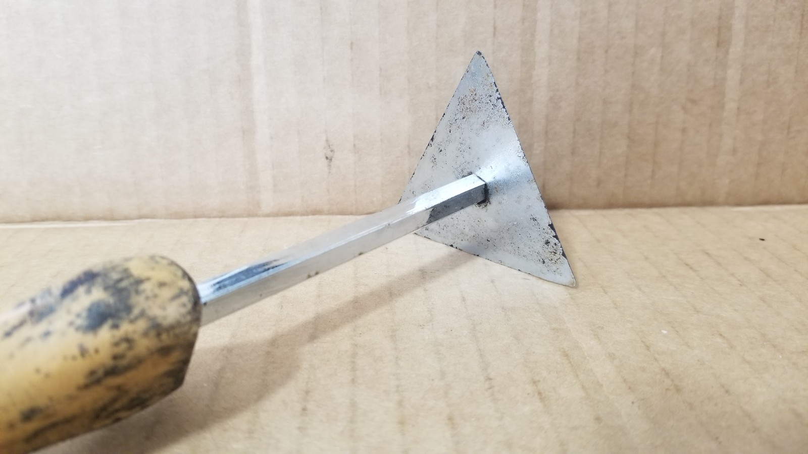 Vintage Red Devil Triangle Blade Wood Handle Paint Scraper Tool VGC
