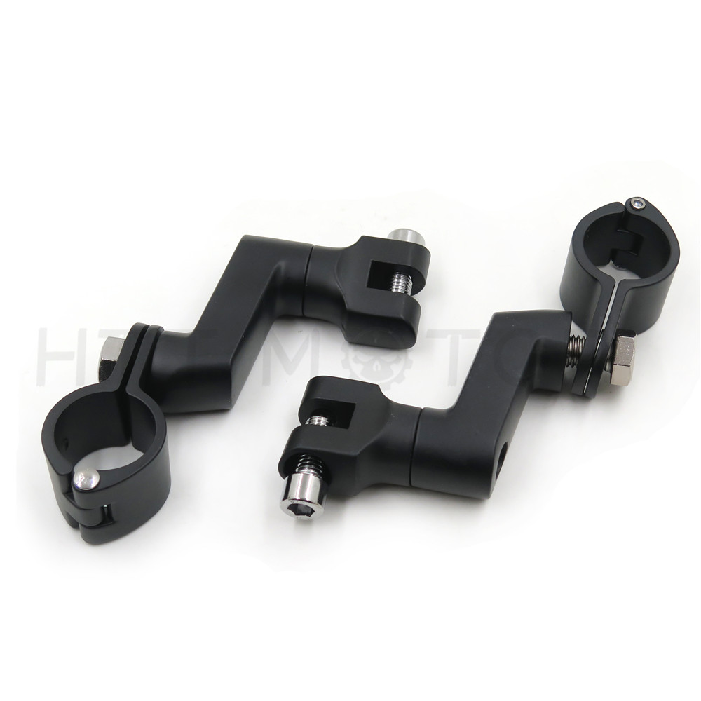 Black 1.5" 1-1/2" 38mm Bar Engine Crash Highway Foot Peg Mount Footrest For Harl