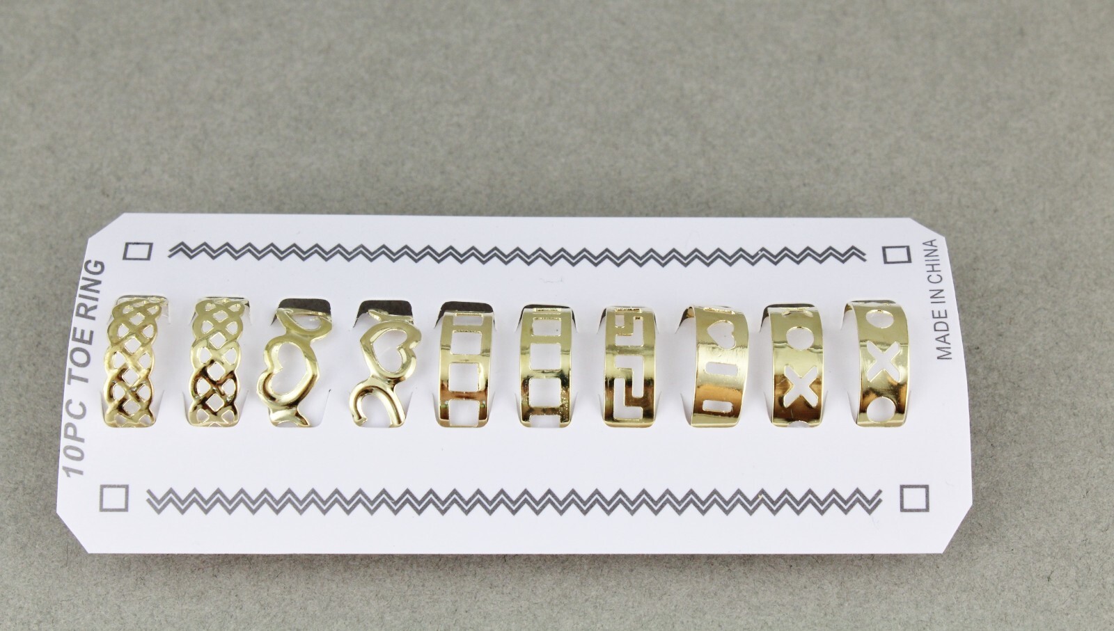 10 gold toe rings metal open back adjustable set pack 10 heart star swirl