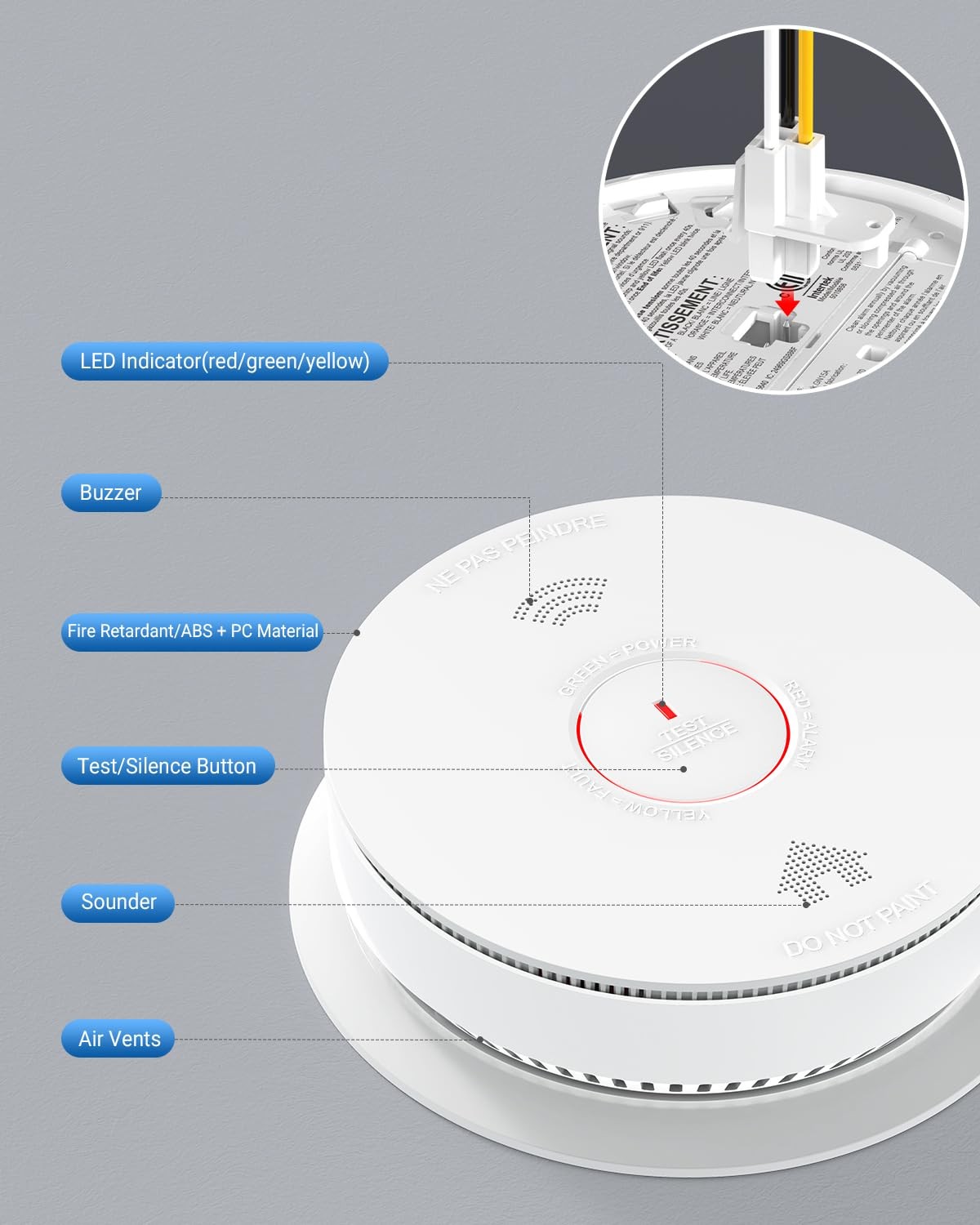 Siterwell Hardwired Interconnected Smoke Detector Carbon Monoxide Detector