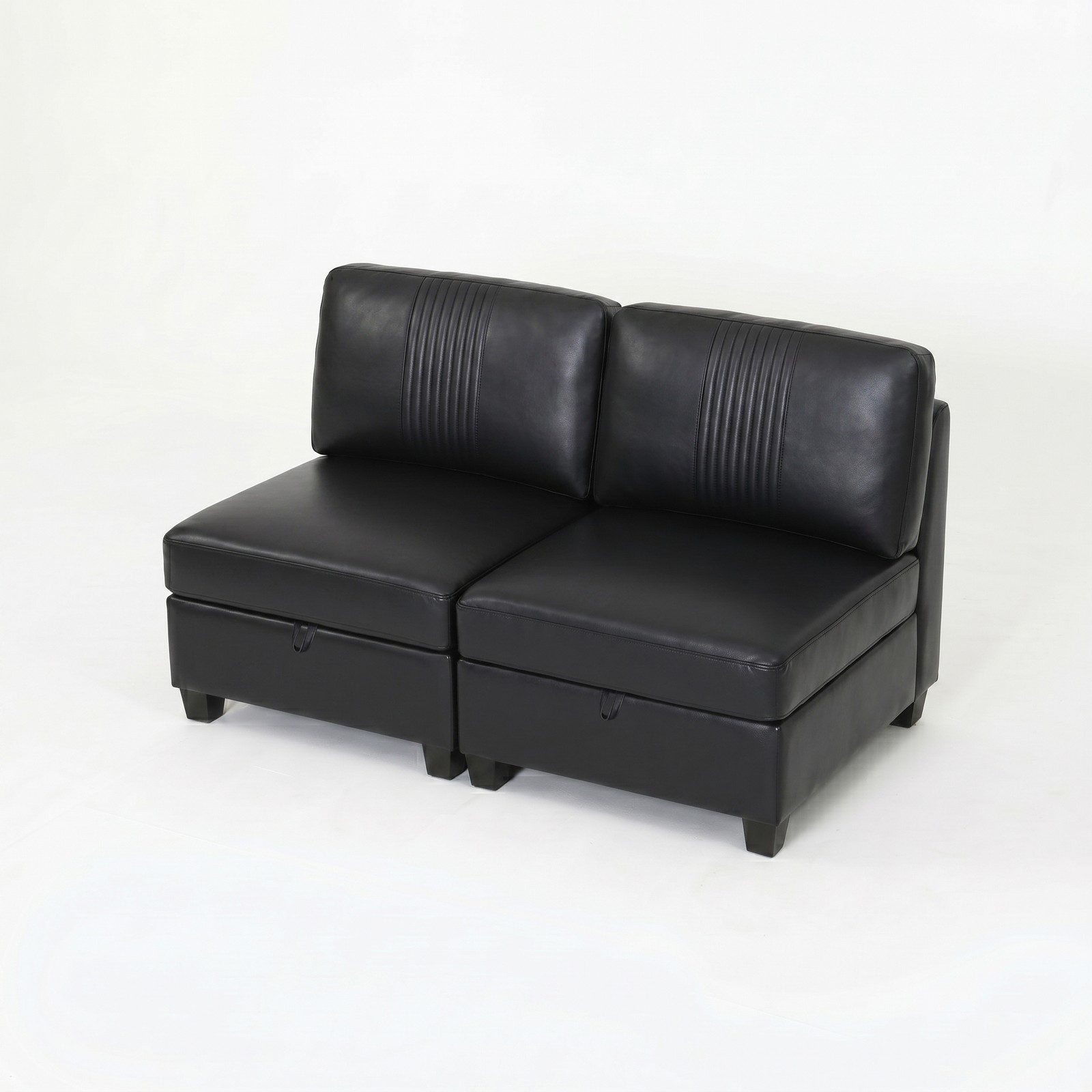 Modular Sofa 2-Seat PU Convertible Sleeper with Storage, 29.1"W