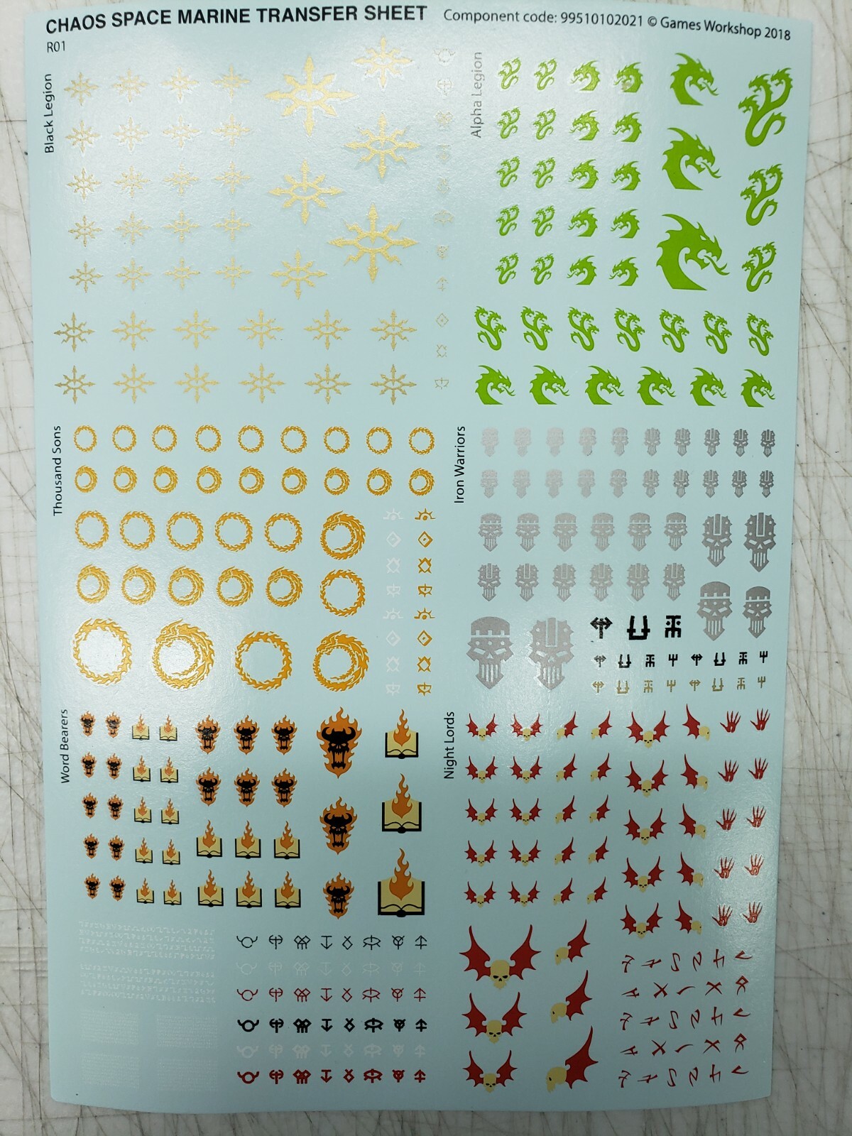 Chaos Space Marines Transfer Sheet, Decals, Warhammer 40k