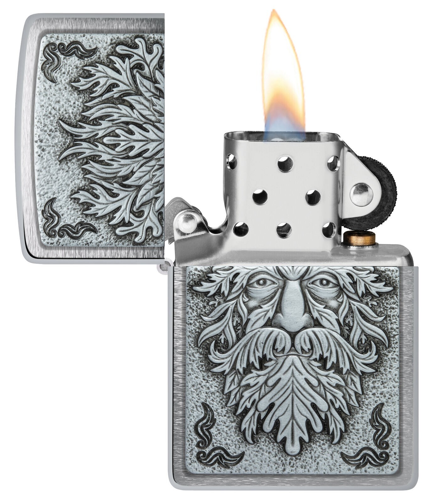 Zippo Greenman Emblem Brushed Chrome 48906