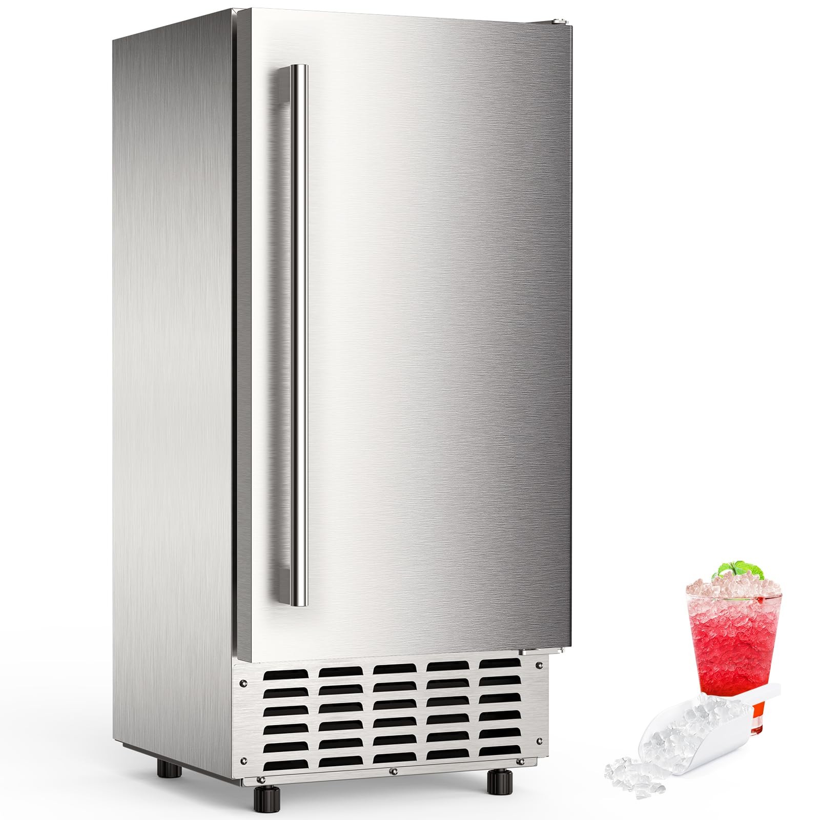 Electactic Nugget Ice Maker Machine, Under Counter Ice Machine,Stainless Steel