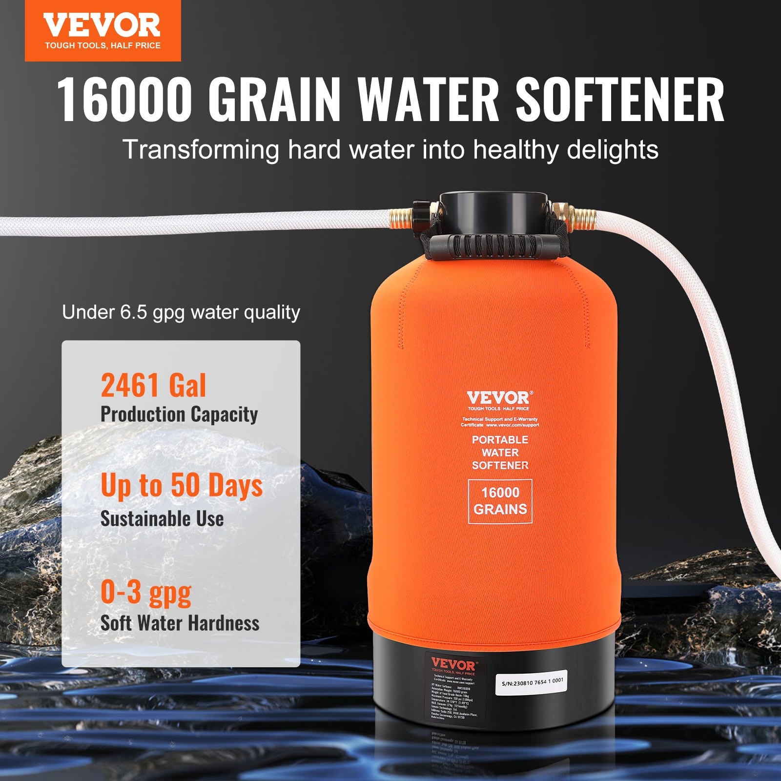 RV Water Softener, 16, 000 Grain Portable Water Softener, Pressure Washing