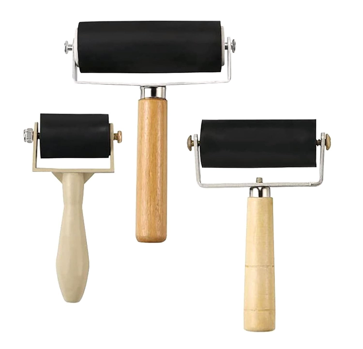 3 Pack Rubber Brayer Roller Hard Rubber Vinyl Roller for Printmaking Wallpapers