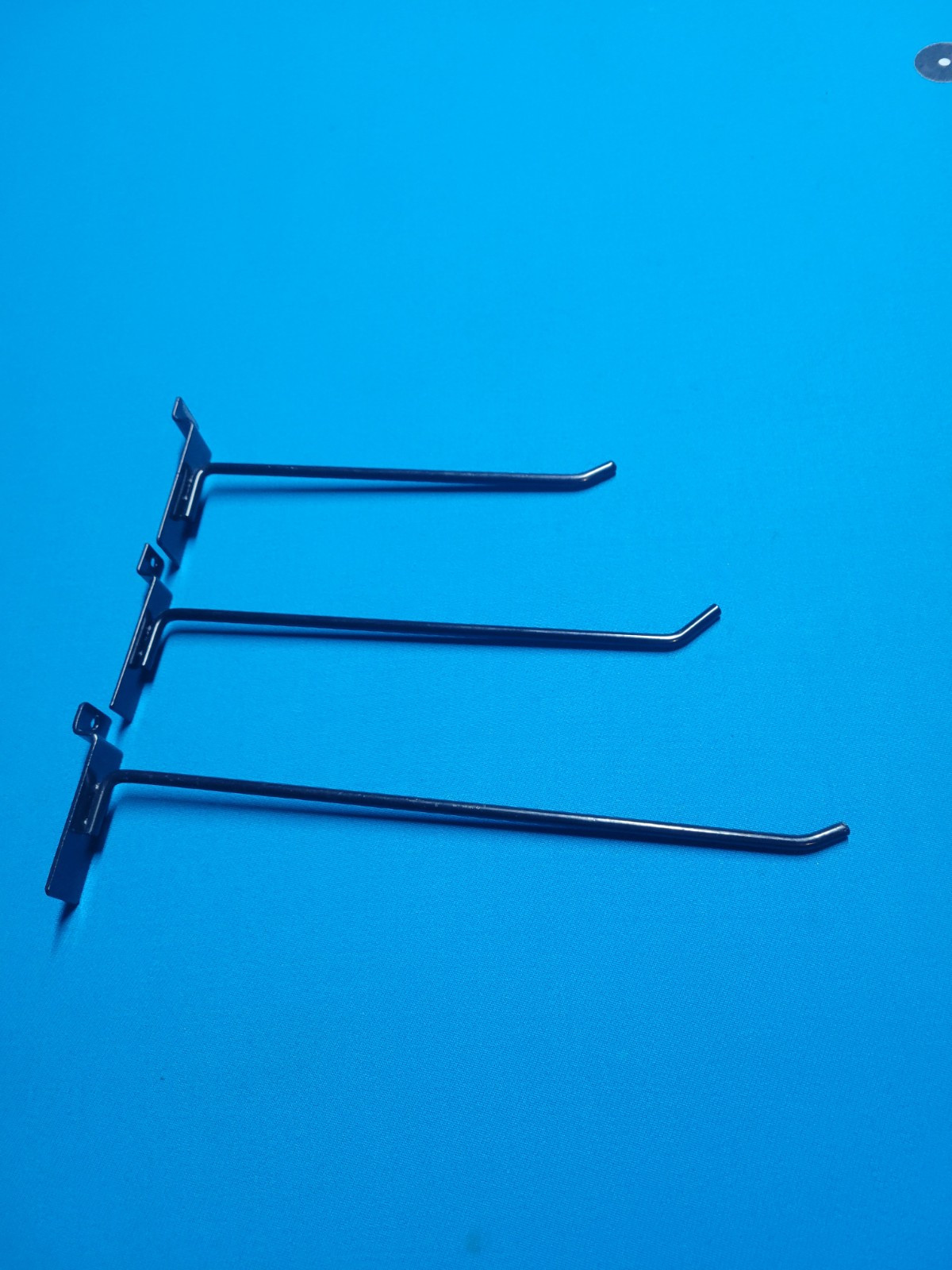 Assorted Set of 38 used Black Metal Slatwall Hooks 18x8" 18x10" 2x12"