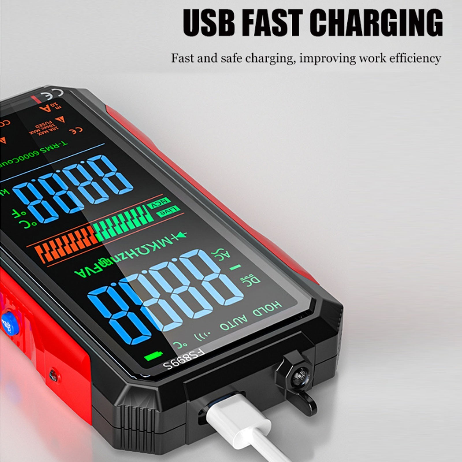 USB C Rechargeable Digital Multimeter with Large Display for Electrical Testing