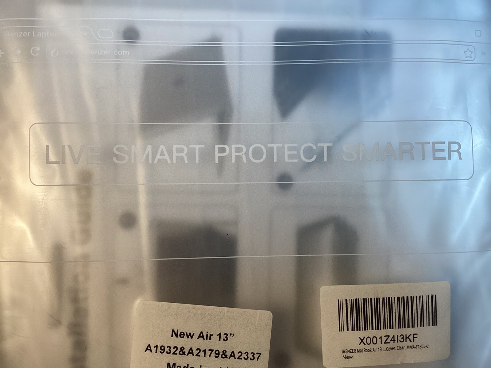 Benzer clear case cover for Macbook Air 13" with installation guide