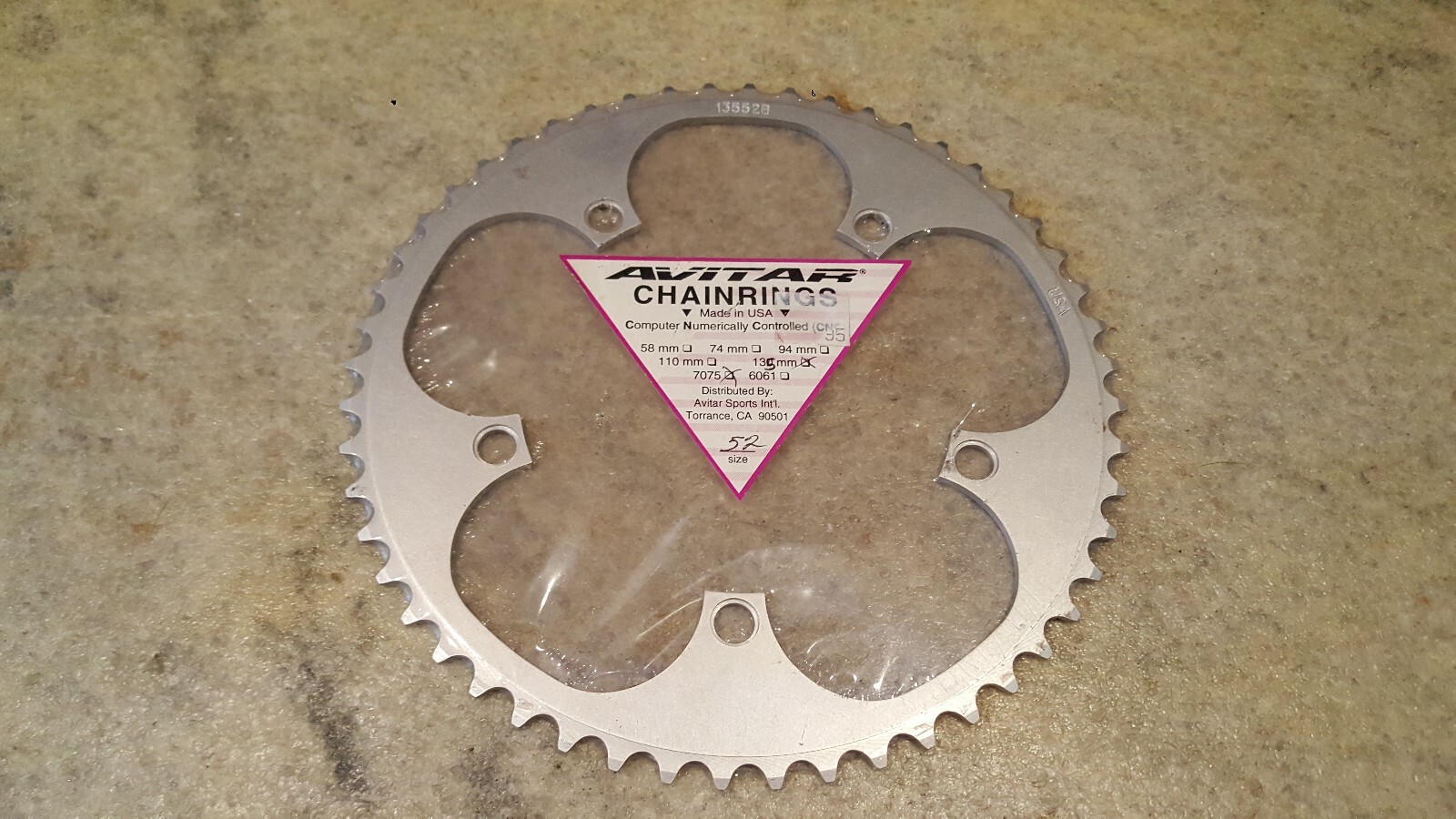 NOS Avitar 52t Chainring 135 BCD Campy 7075 Alloy Made USA Retro Vtg 90's Road