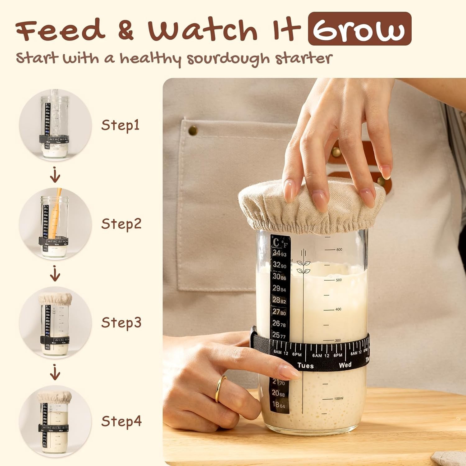 Sourdough Baking Kit with Banneton Baskets, Tools, and Stencils for Beginners
