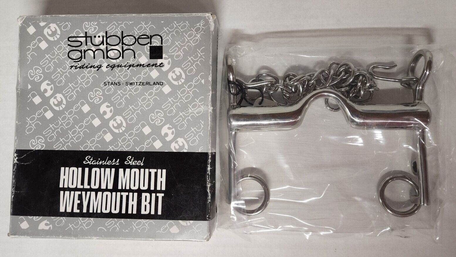 Stubben Stainless Steel Hollow Mouth Weymouth Curb Bit 4.9" / 12.5 cm NIB