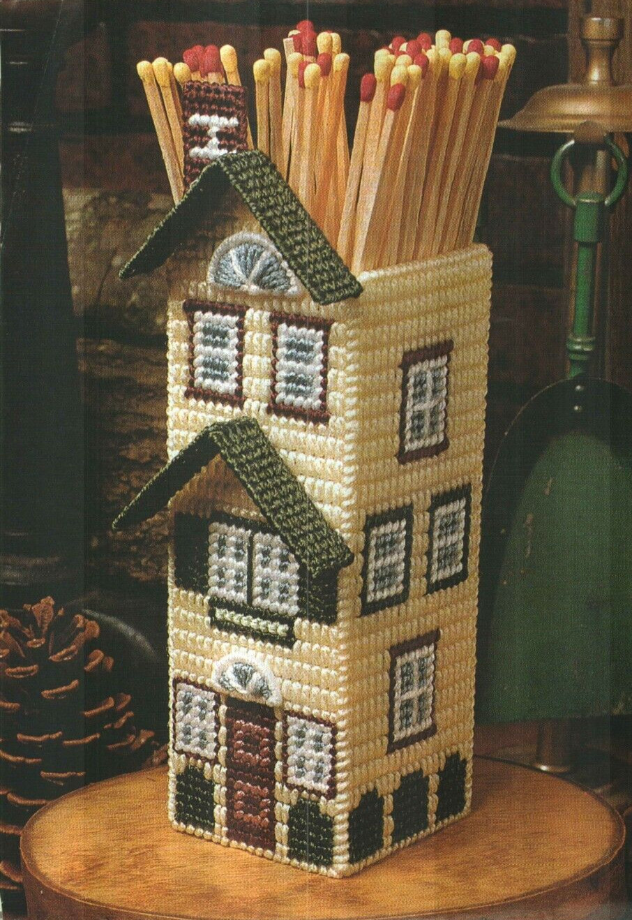 TOWNHOUSE MATCH HOLDER HOME DECOR PLASTIC CANVAS PATTERN INSTRUCTIONS