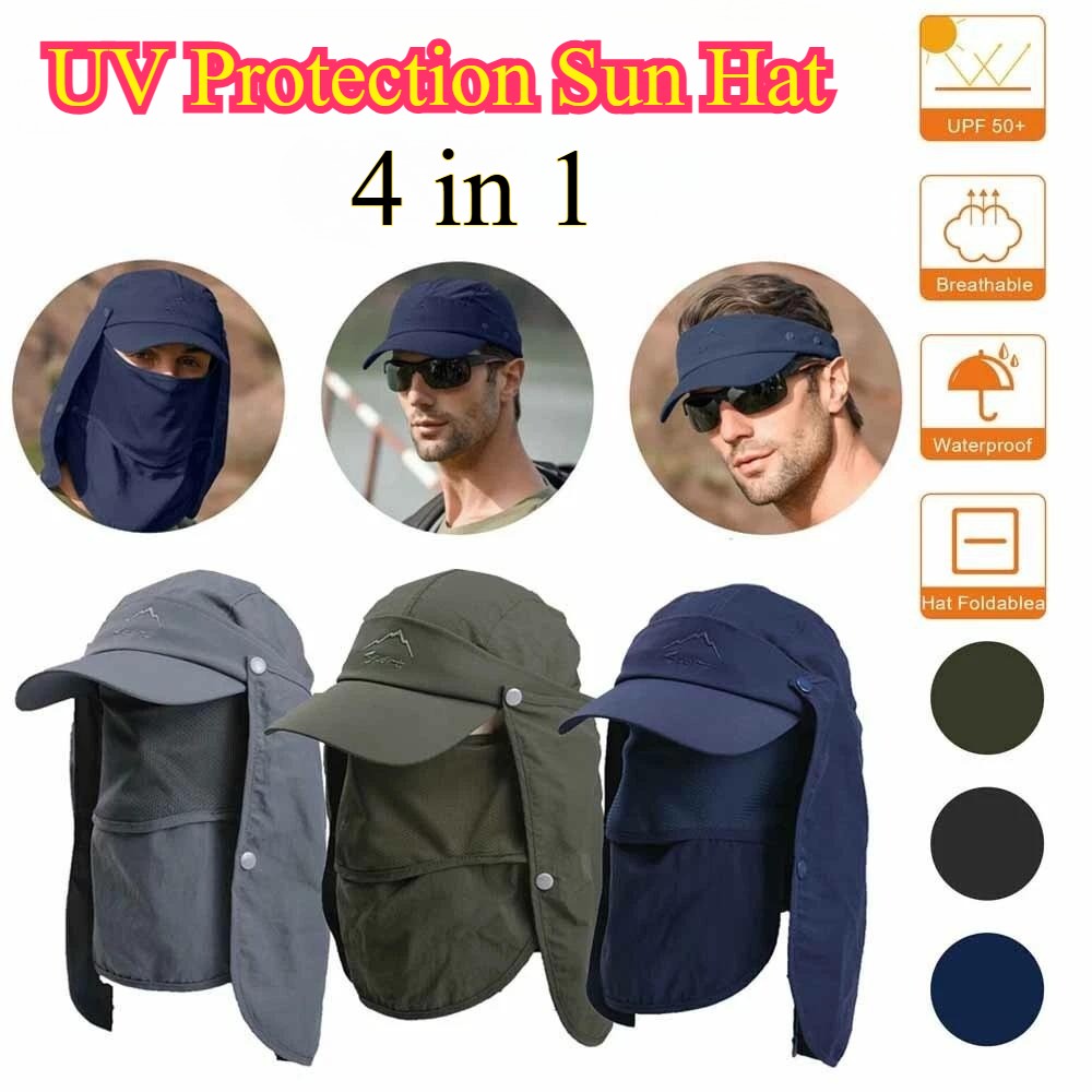 Summer UV Protection Sun Hat Baseball Cap With Neck Face Flap For Fishing Hiking