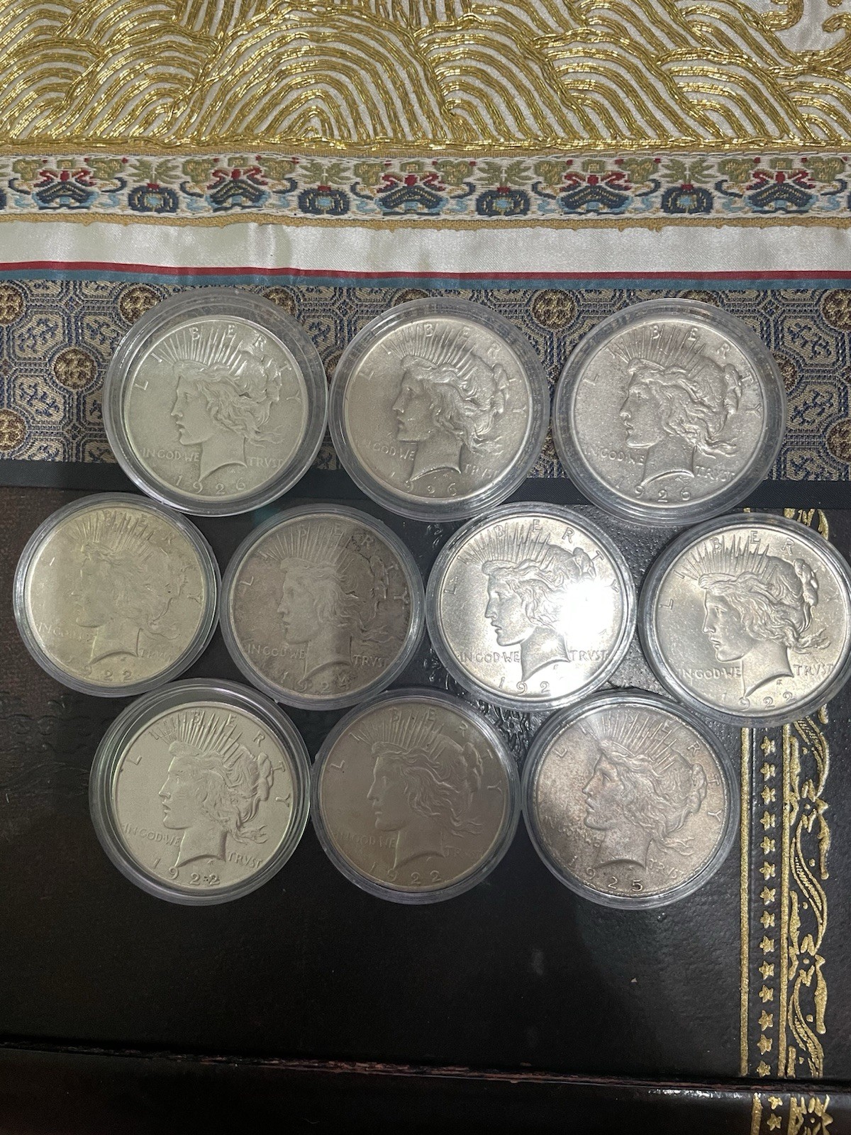 Lot Of 10 90% Silver Peace Dollars.