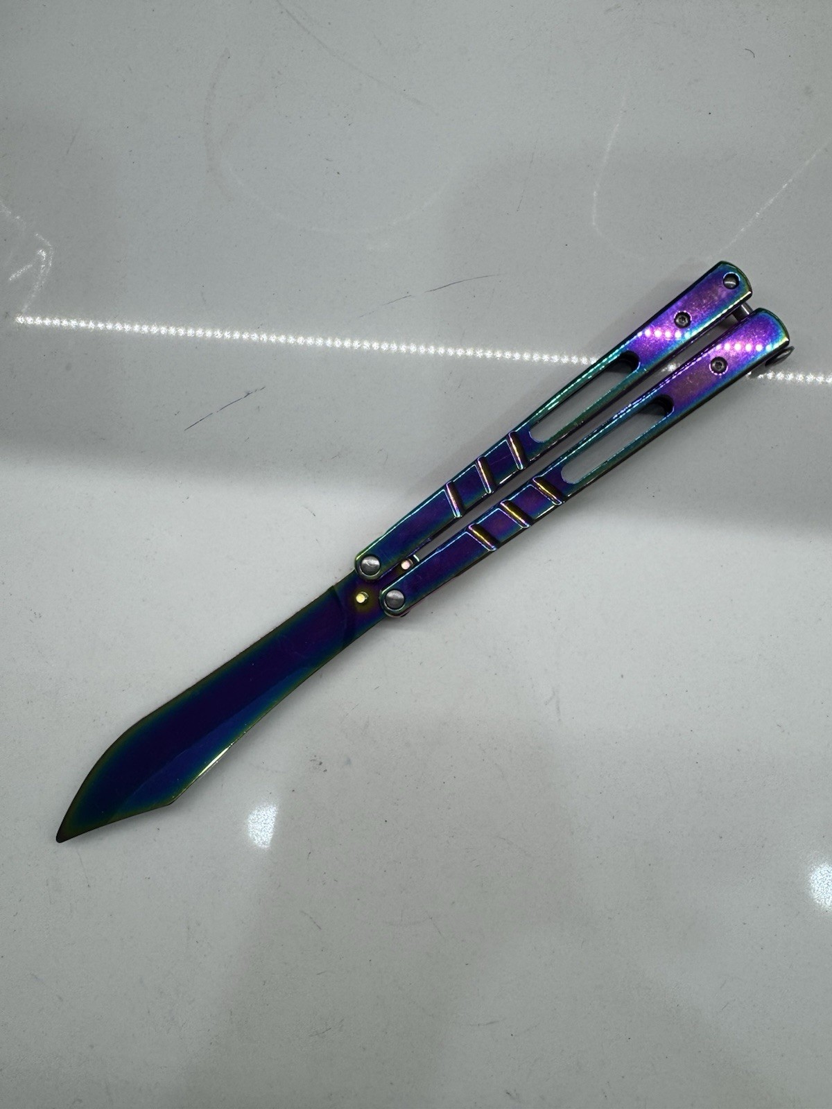 Practice butterfly trainer butter fly Fake Balisong Not Sharp! Fade Metallic