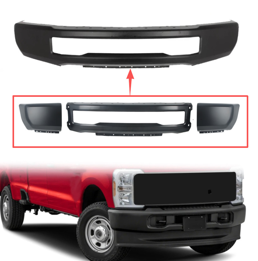 Black Steel Front Bumper For 2017-2019 Ford F250 F350 Super Duty W/O Fog Hole