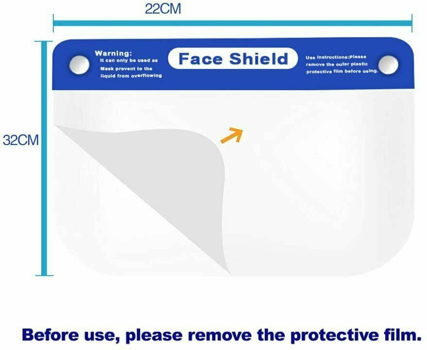 5 Pack Face Shield Reusable Washable Safety Protection Clear Anti Splash 