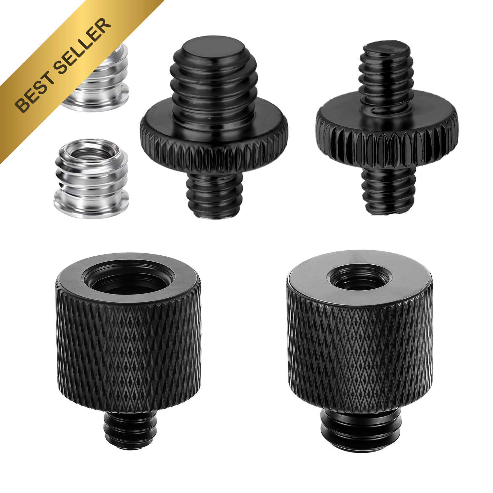 Xthrotsenk 6 Pcs Aluminum Tripod Screw Adapter 1/4 to 3/8 Threaded Converter Kit