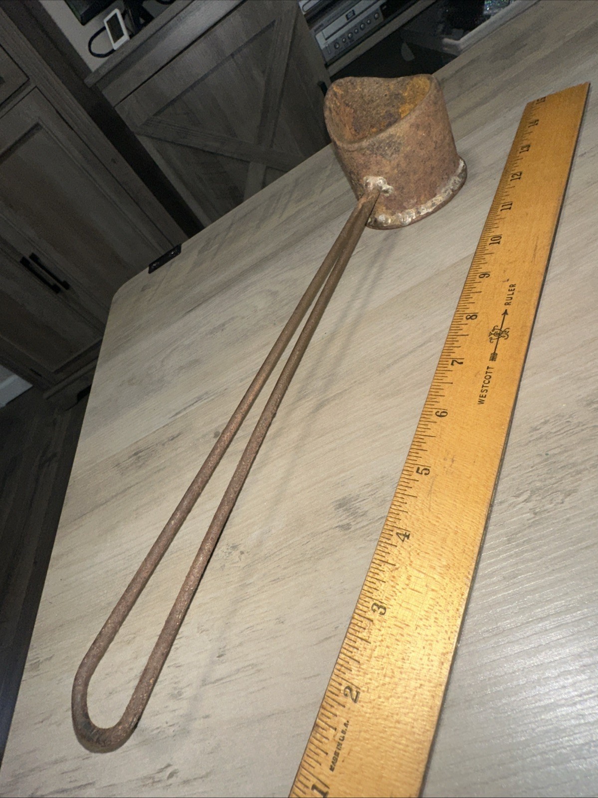 Antique Cast Iron Smelting Ladle Double Single  Rustic Hand Made!