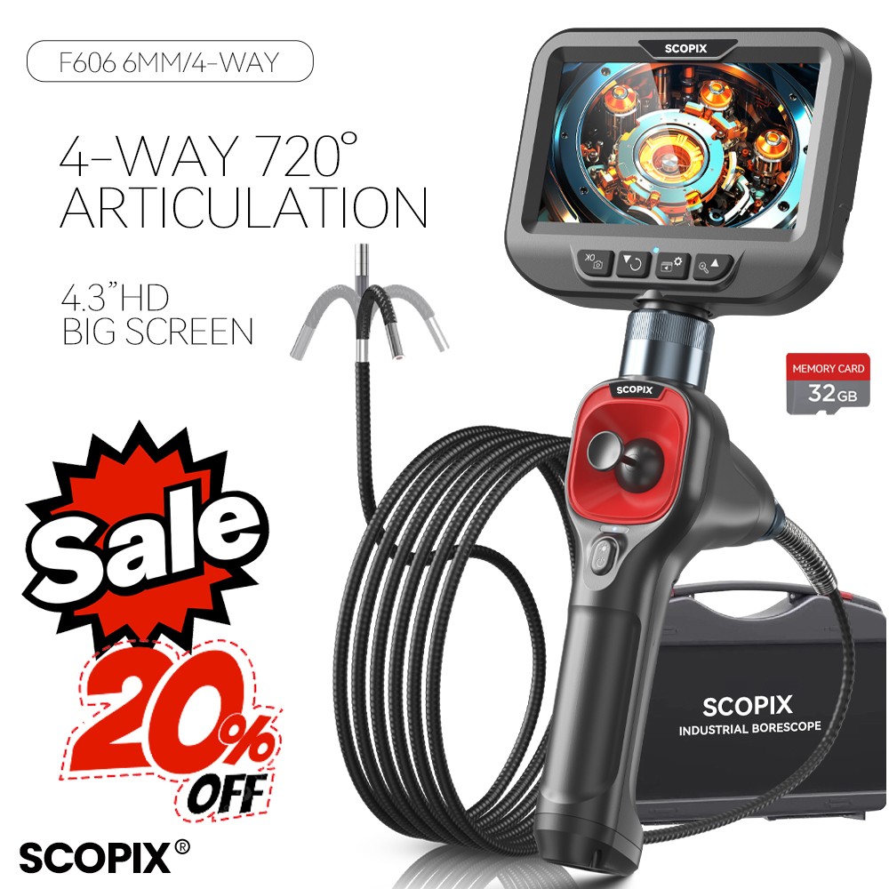 SALE! 3.3FT 4-Way Articulating Borescope Industrial Endoscope Inspection Camera