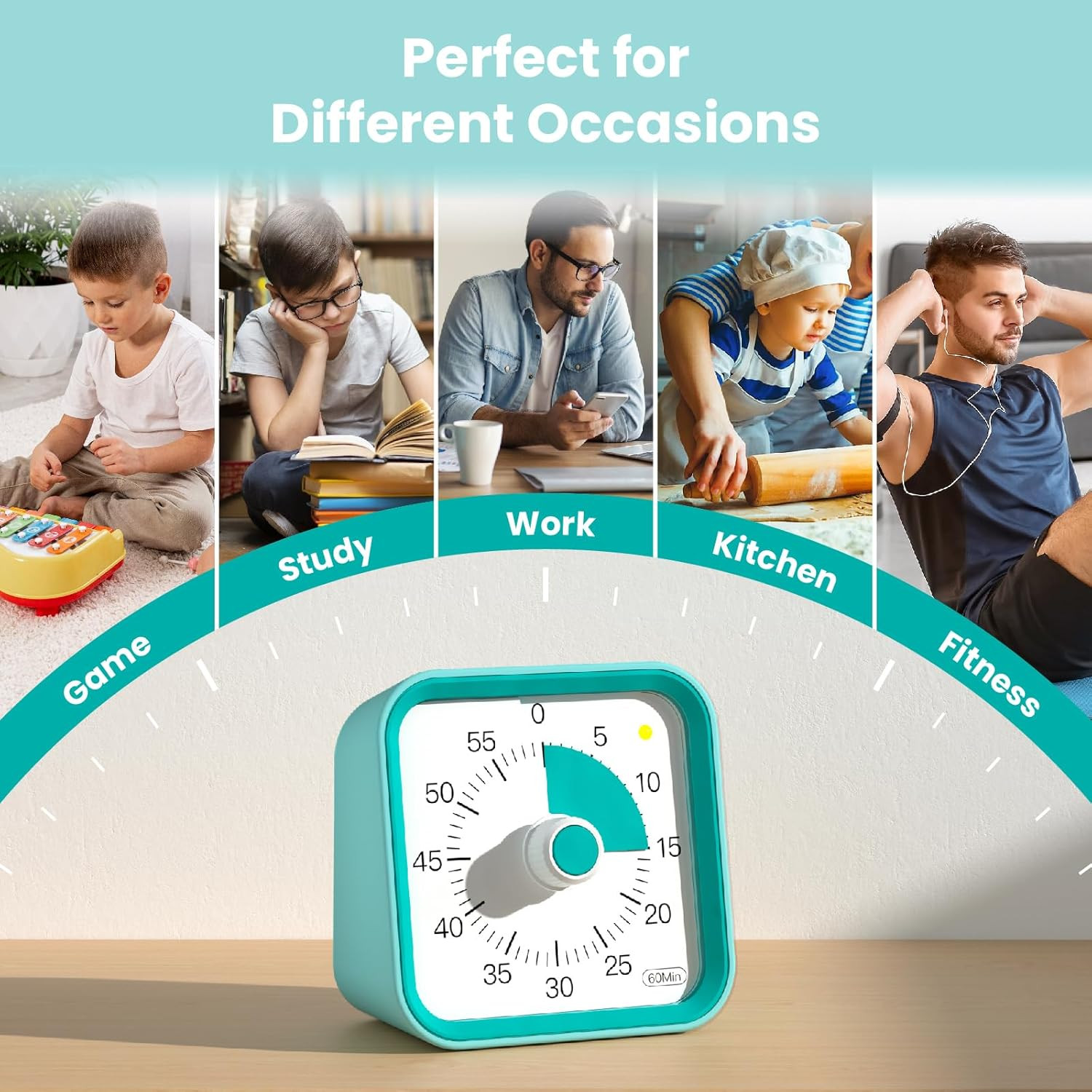 Visual Timer for Kids with Pause Function, 60 Minute Countdown Timer for Kids De
