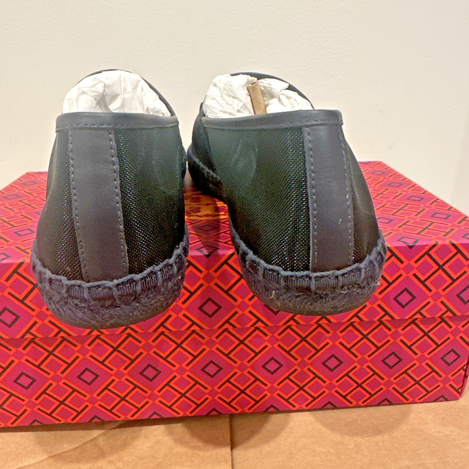 Tory Burch Women Size 9.5M Ines Mesh Espadrille Loafers Malachite Navy