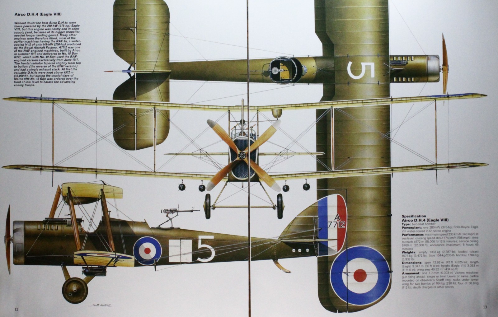 Airco Plane Picture Article Vintage Wall Art Aircraft Info Sheet Decor Display