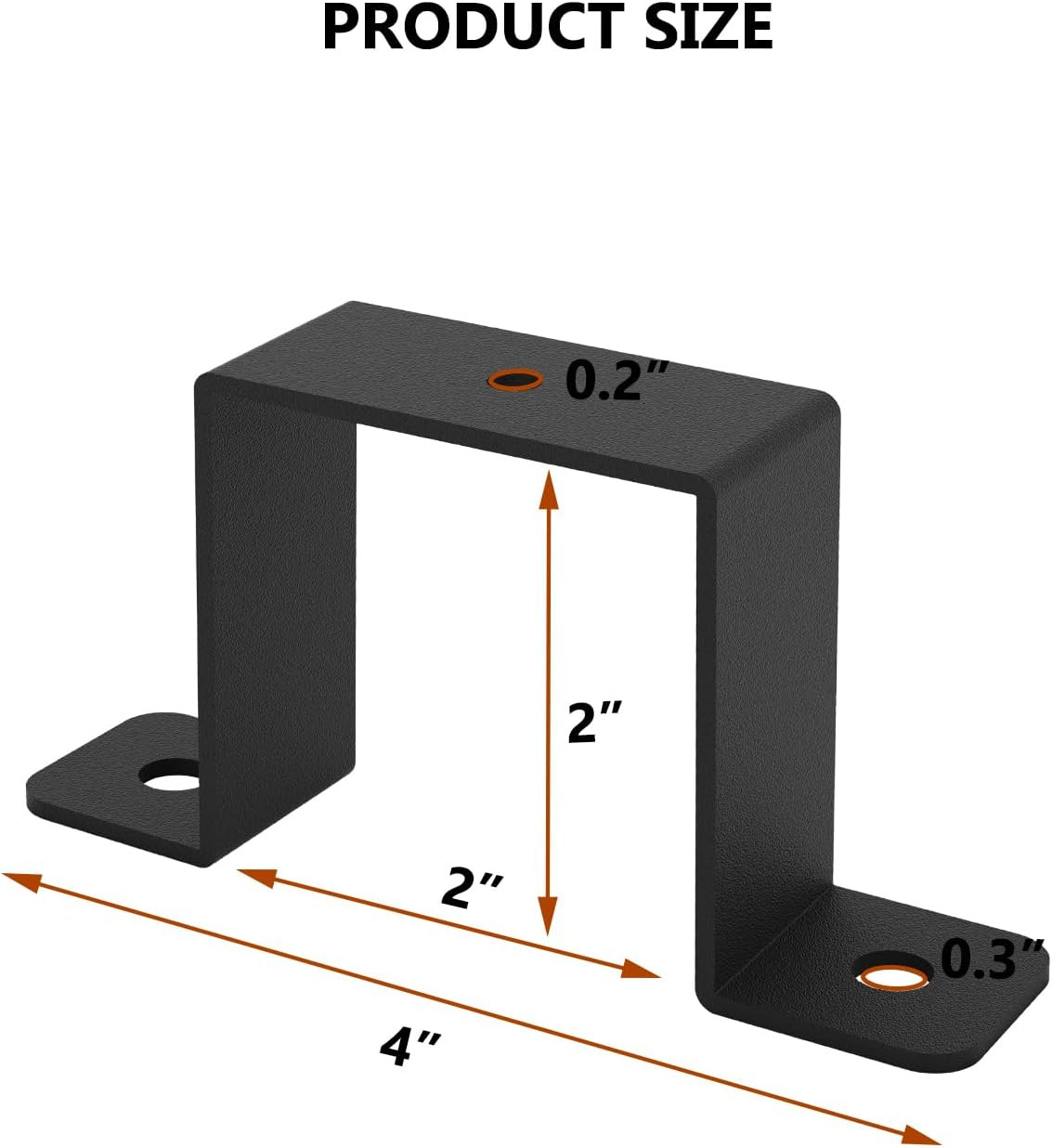 4Pcs 2x2 Square Tube U Clamp Bracket Strap Deck Fence Post Mount Black Metal