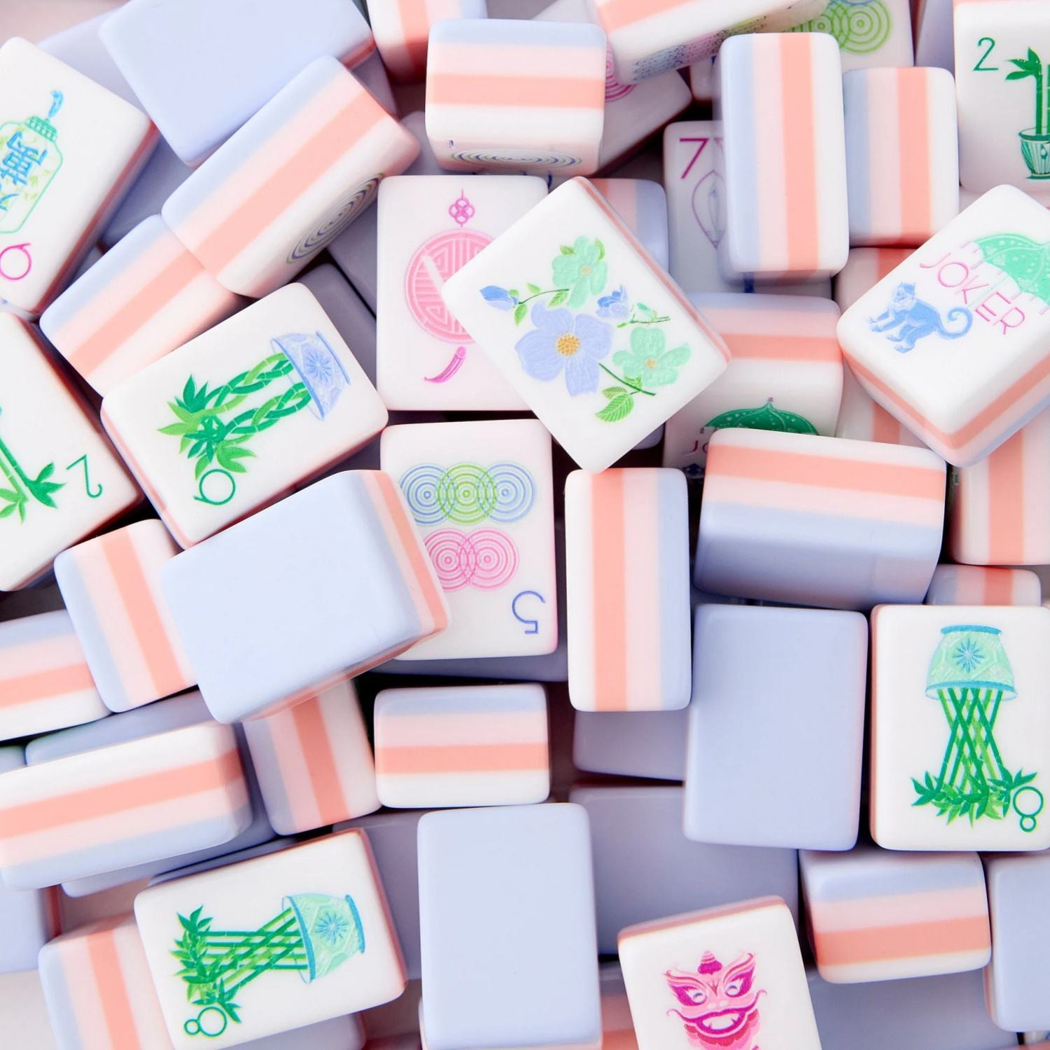 160Pcs American Mahjong Tiles 4-Layer Acrylic Light Purple Engraved Set