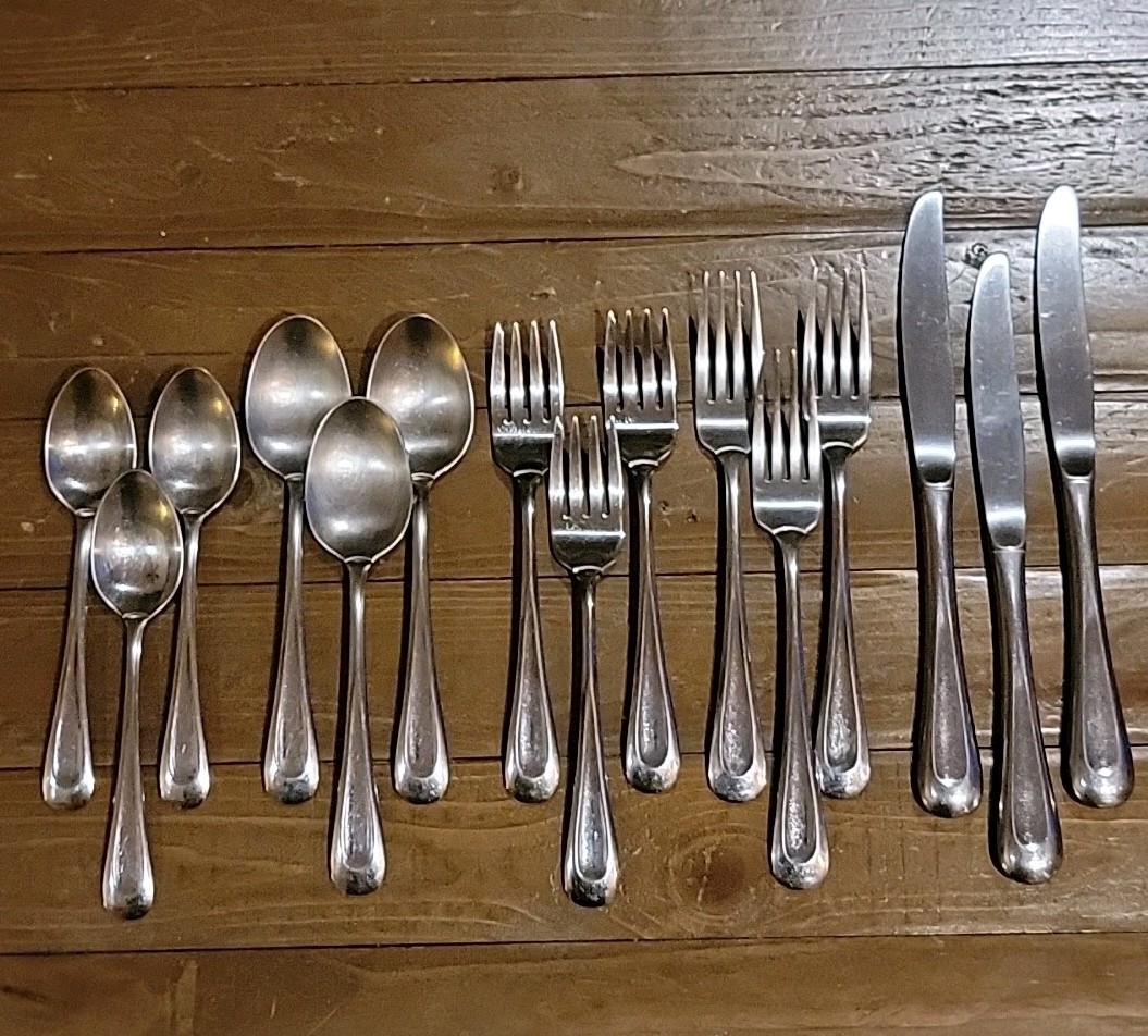 15 Piece Oneida Sand Dune Glossy Stainless Flatware 3 Table Settings