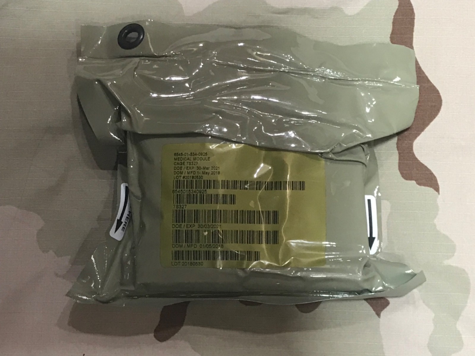 US Military Medical Module  NSN 6545-01-534-0925  Expires 2021  W. Quick Clot