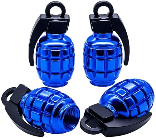 4PCS Tire Valve Stem Caps, Aluminium Alloy Tire Valve Stem 4 pcs Blue - Large