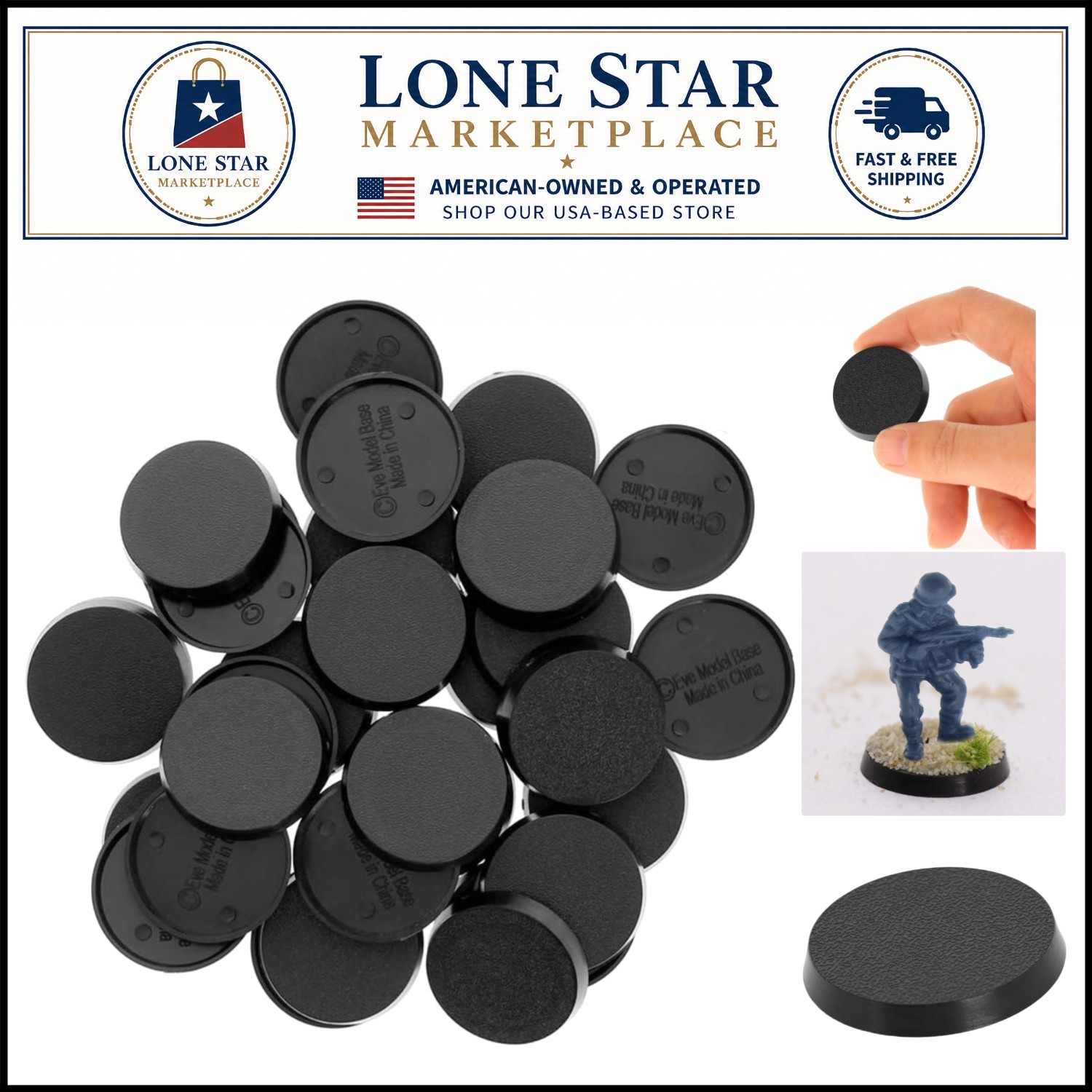 40 Unpainted 32mm Round Plastic Bases for Warhammer & Miniature Gaming