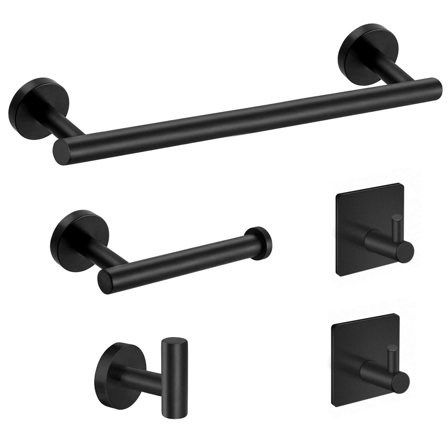 Tudoccy 5-Pieces Matte Black Bathroom Hardware Set SUS304 16 Inch,