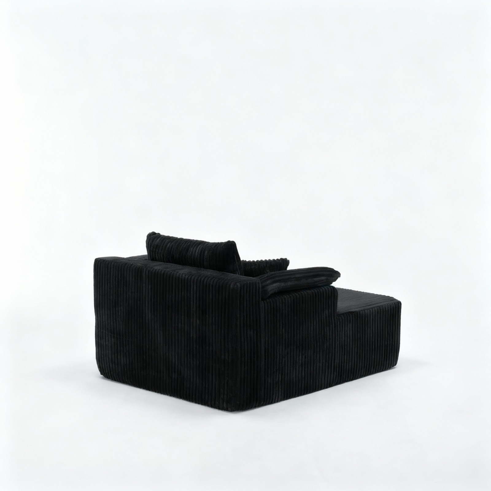 60-inch indoor oversized corduroy lounge chair, no assembly required (black)