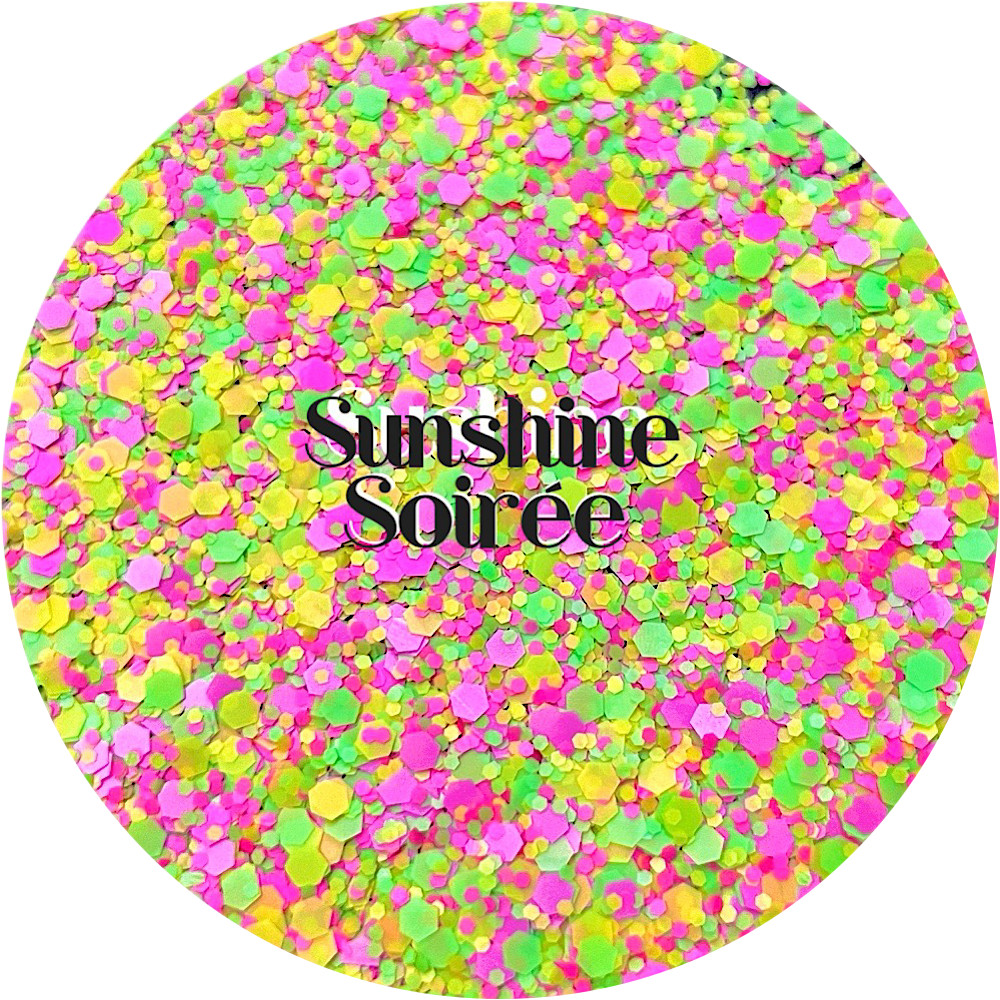 Premium Polyester Glitter - Neon Pink Green Yellow Mix